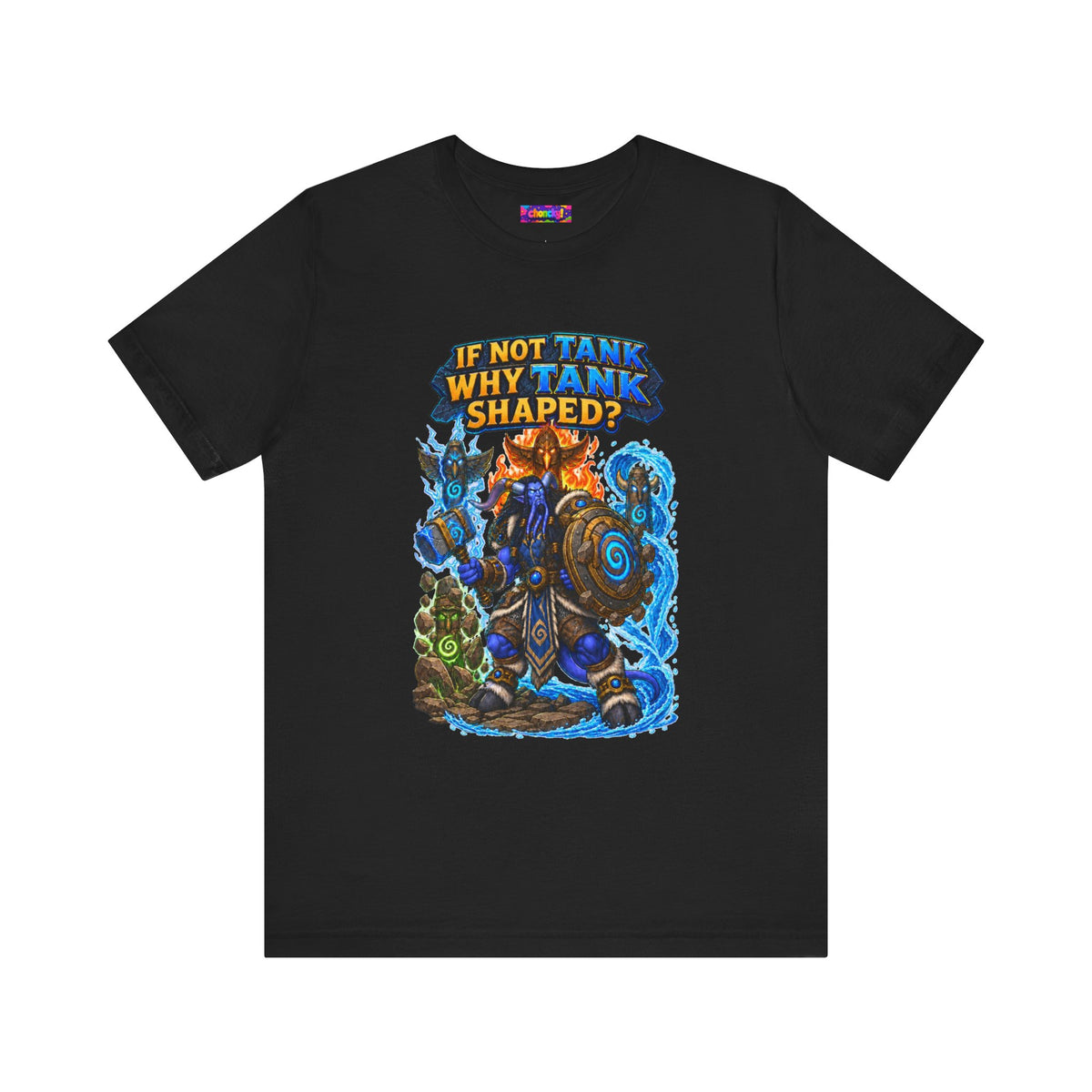 Tank Shaped Shaman graphic T-shirt product mockup