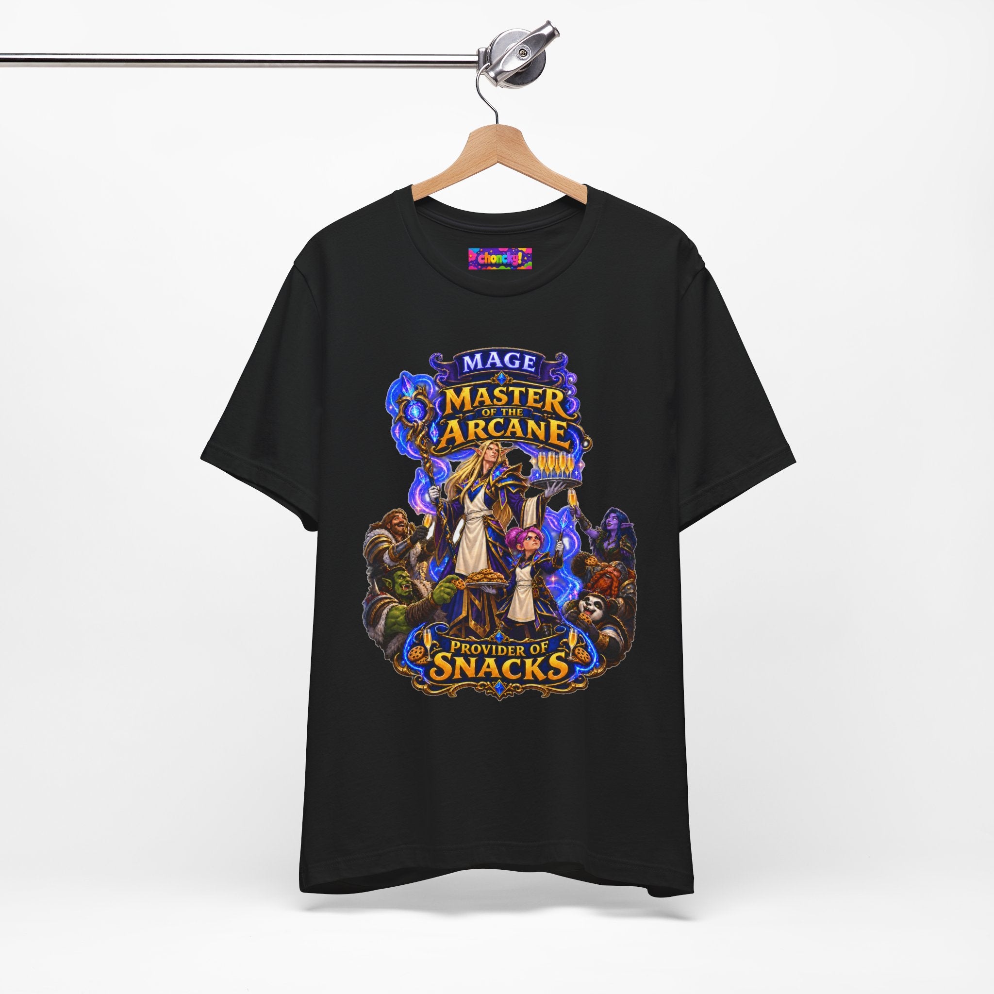 Master of the Arcane: Provider of Snacks graphic T-shirt product mockup