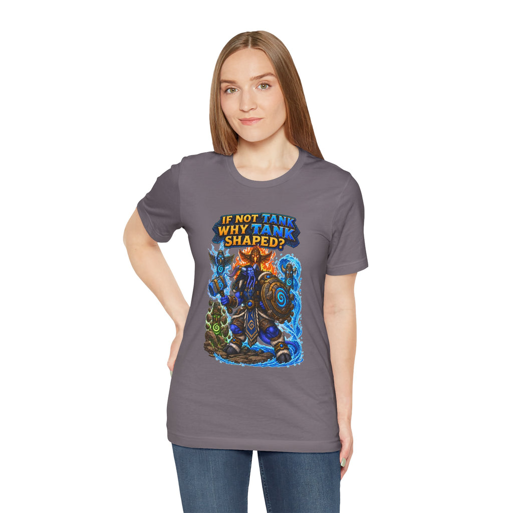 Tank Shaped Shaman graphic T-shirt product mockup