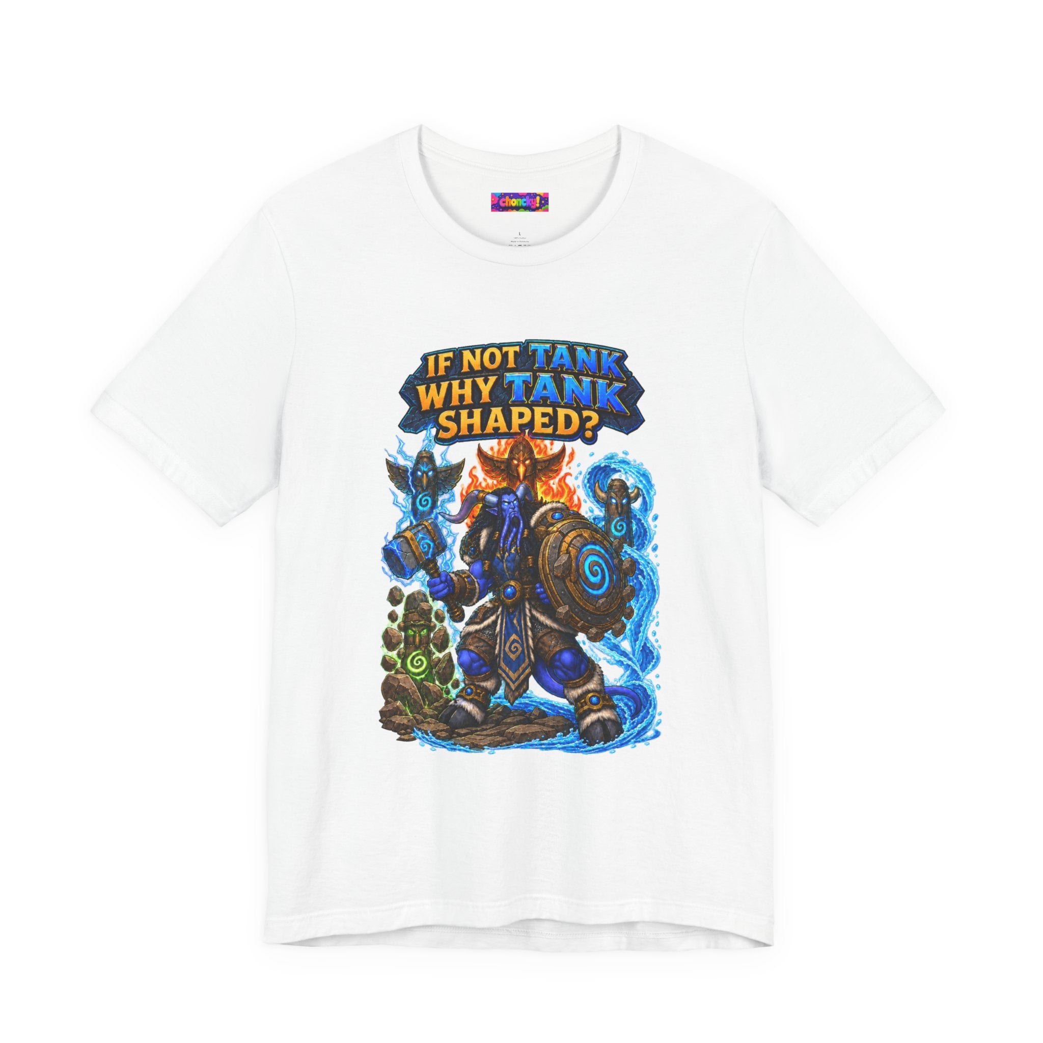 Tank Shaped Shaman graphic T-shirt product mockup