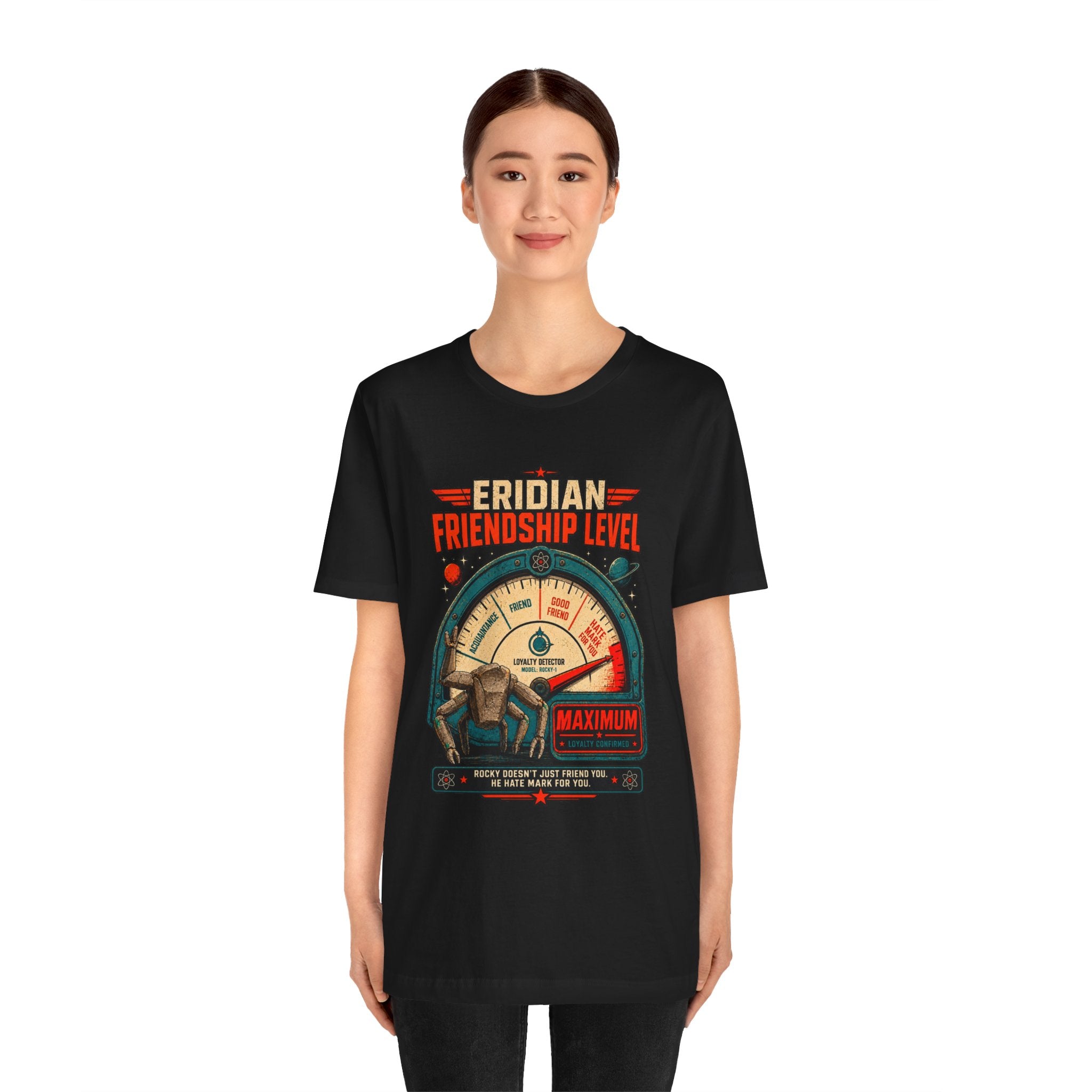 Eridian Friendship Level: Maximum graphic T-shirt product mockup