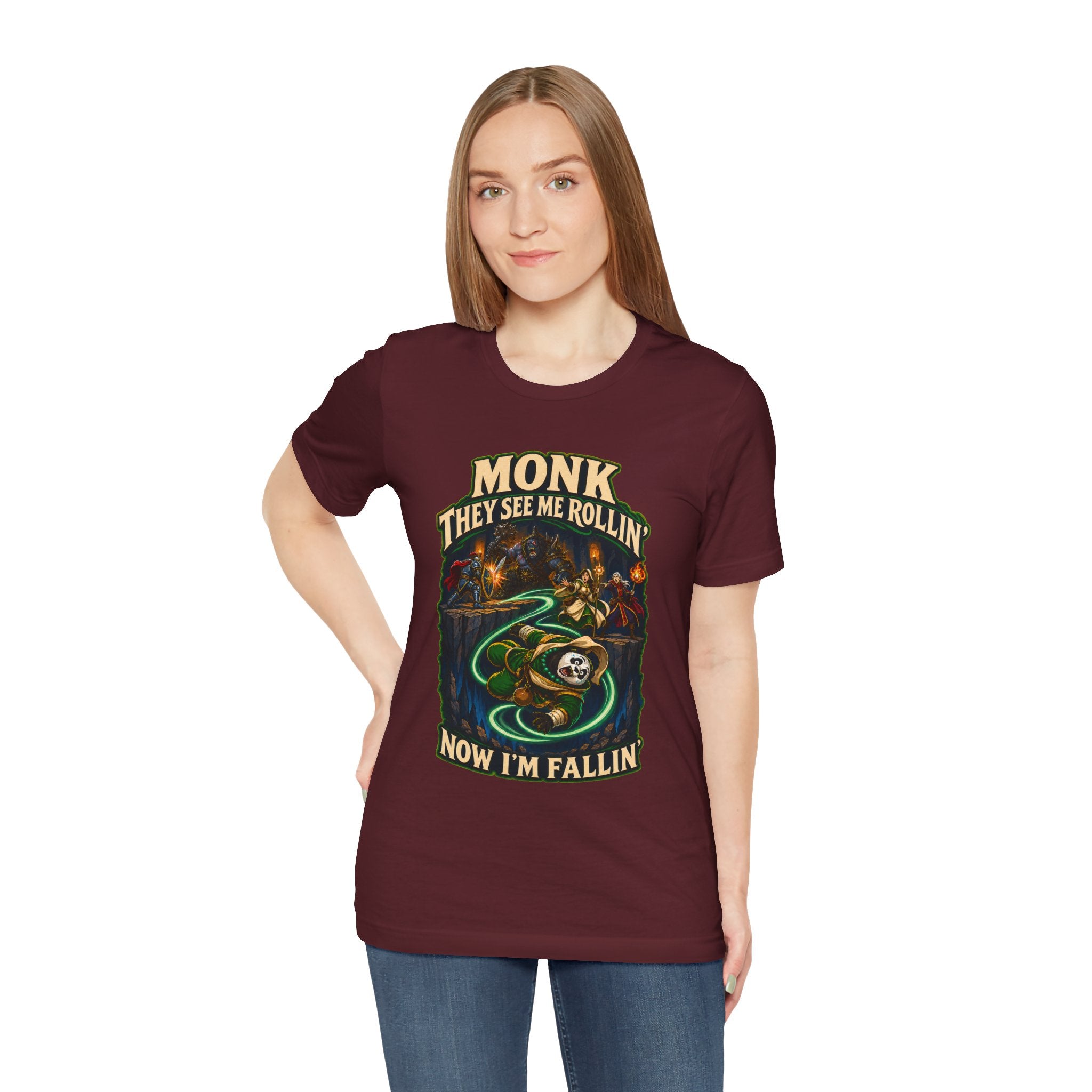 They See Me Rollin’ Monk graphic T-shirt product mockup