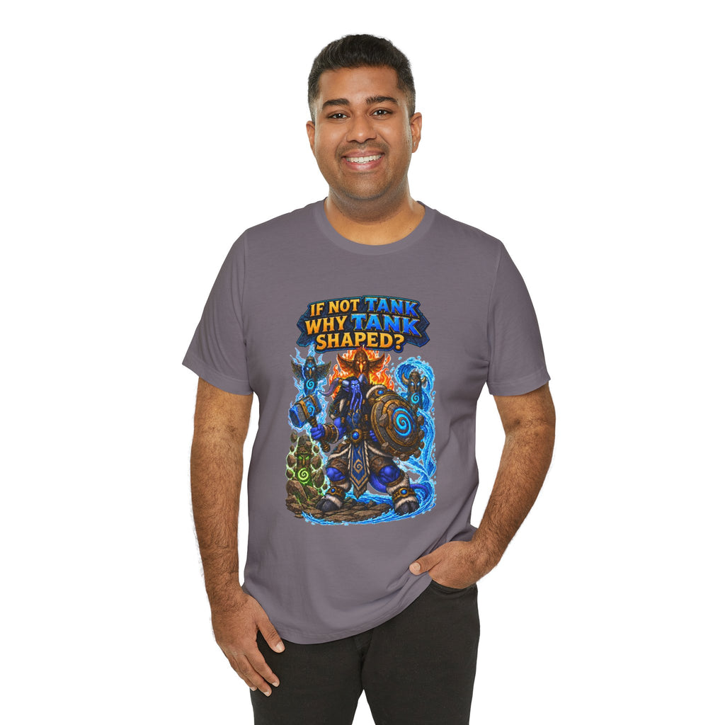 Tank Shaped Shaman graphic T-shirt product mockup