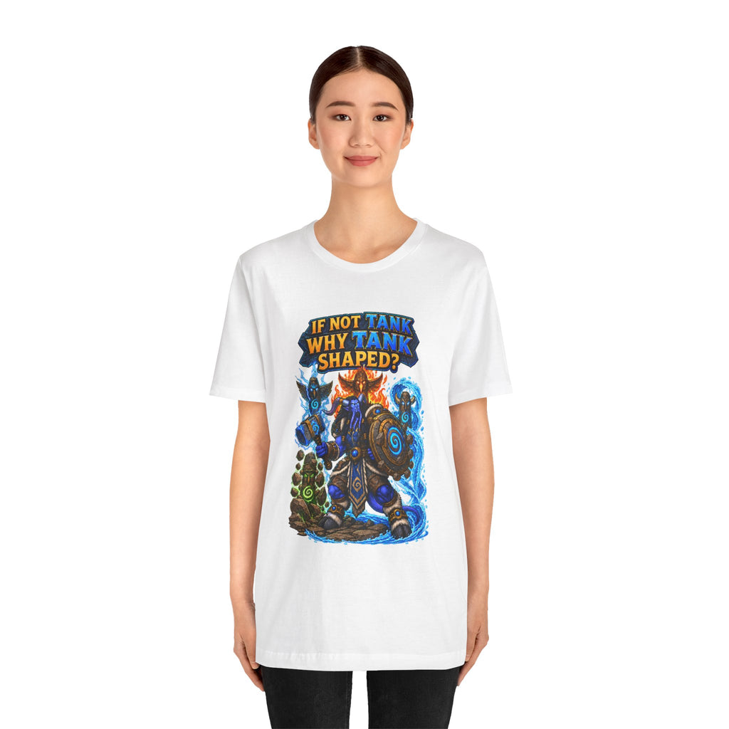 Tank Shaped Shaman graphic T-shirt product mockup