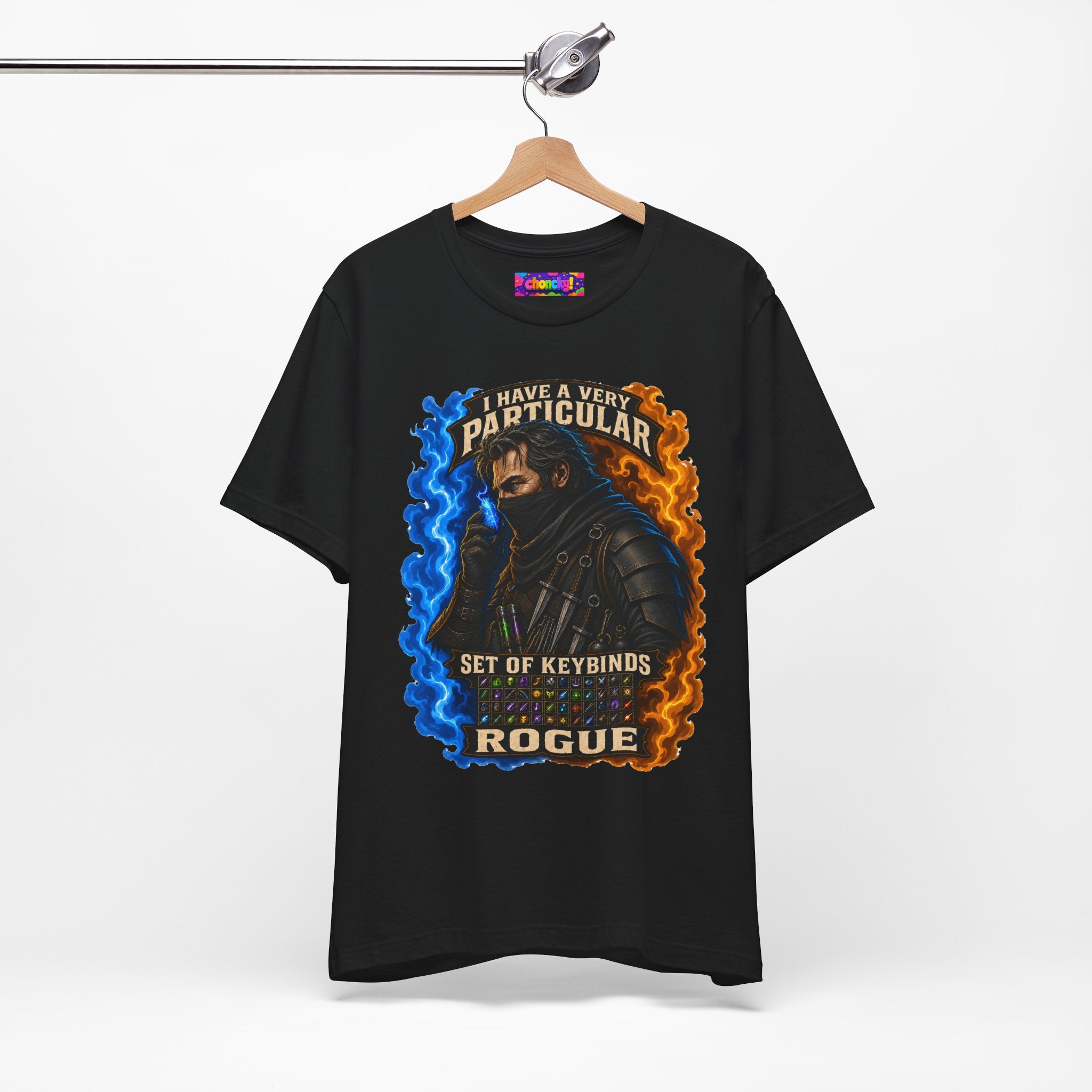 Particular Set of Keybinds Rogue graphic T-shirt product mockup