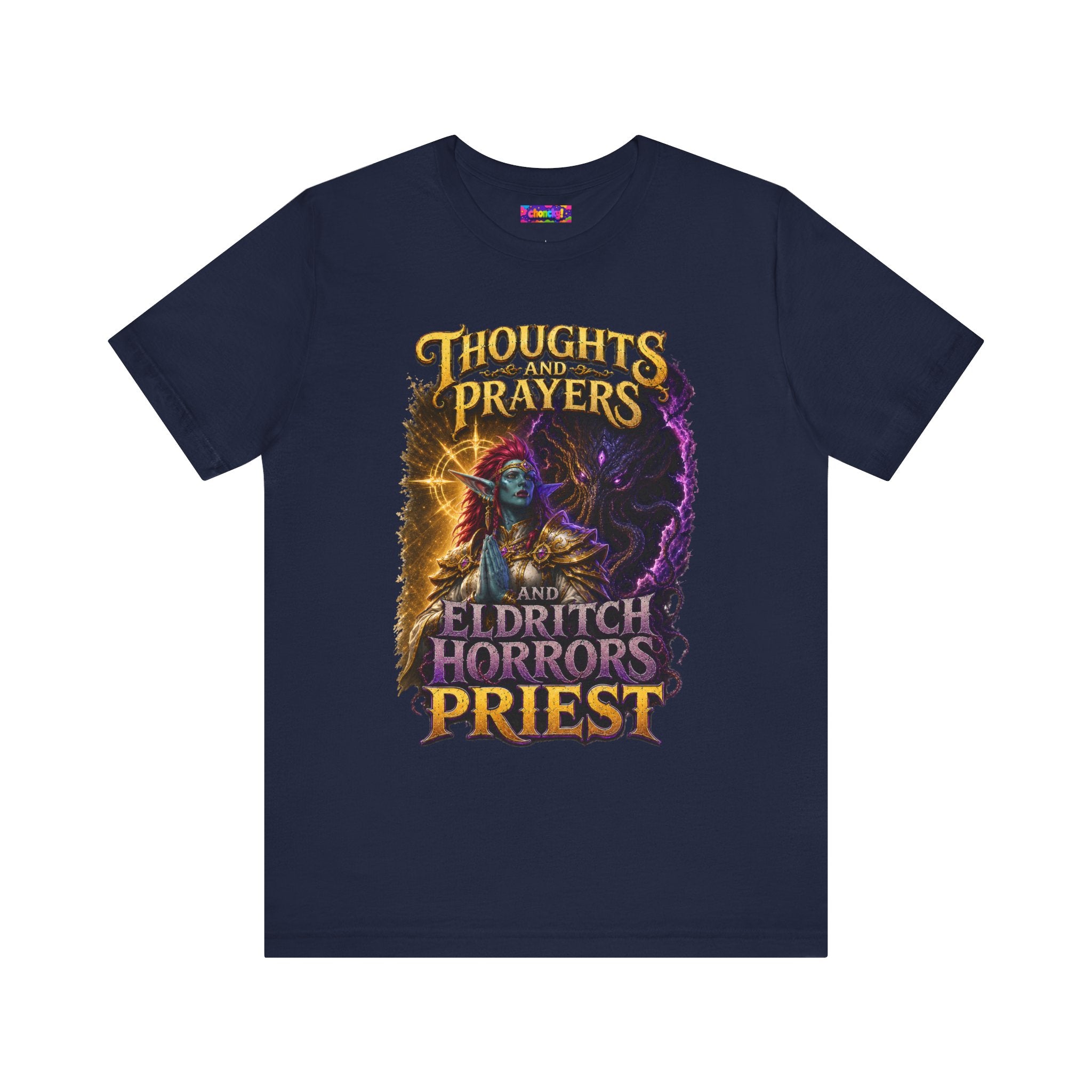 Thoughts, Prayers & Eldritch Horrors graphic T-shirt product mockup