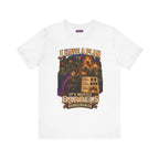 I Have a Plan Barrelmancer fantasy RPG graphic T-shirt, white shirt laid flat, front view.