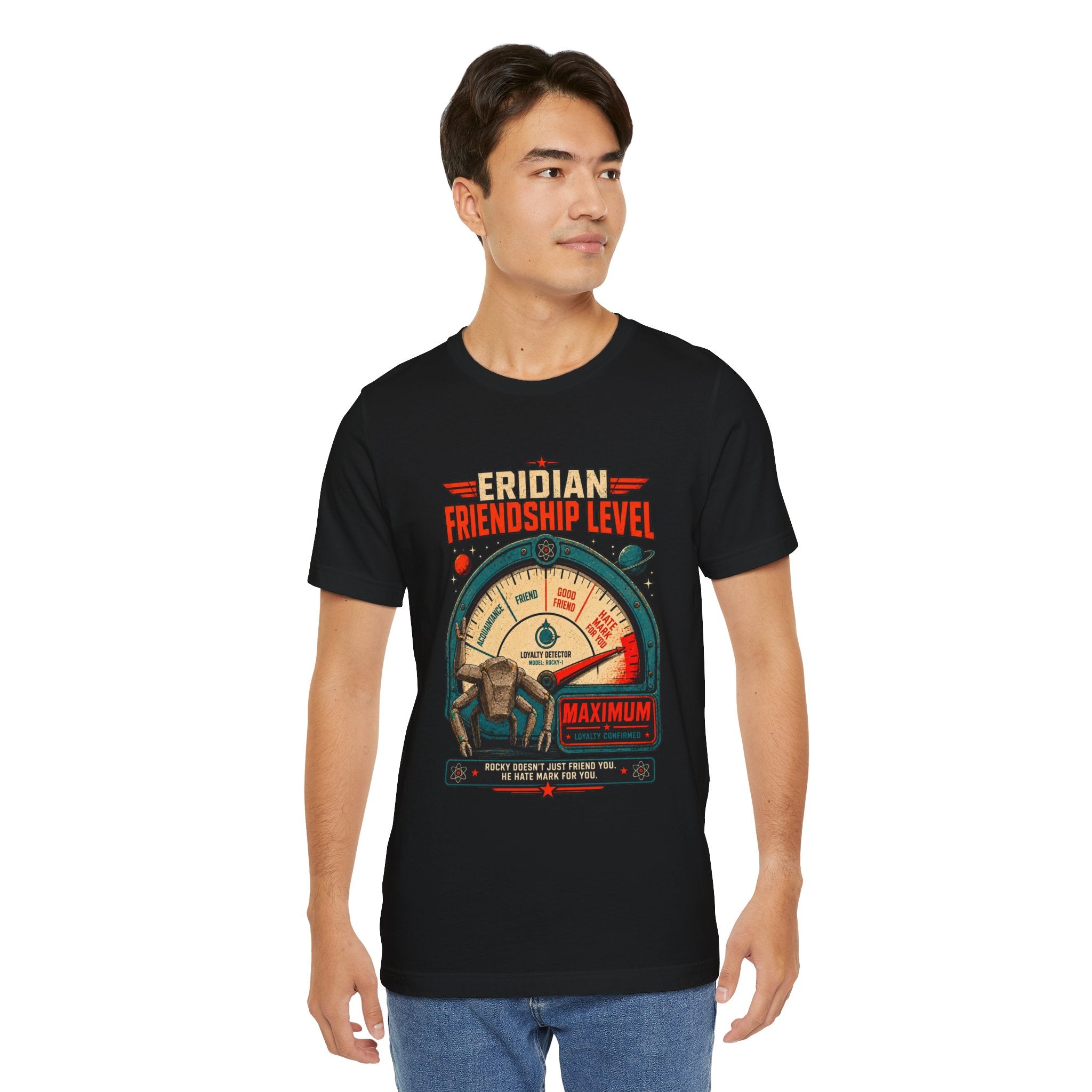 Eridian Friendship Level: Maximum graphic T-shirt product mockup