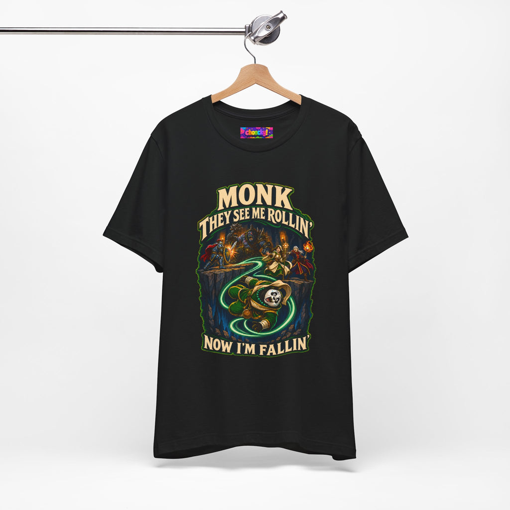 They See Me Rollin’ Monk graphic T-shirt product mockup