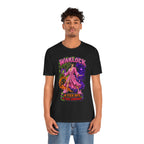 Warlock A-Tier DPS, S-Tier Comfort fantasy gamer T-shirt, black shirt front view modeled with a relaxed stance.