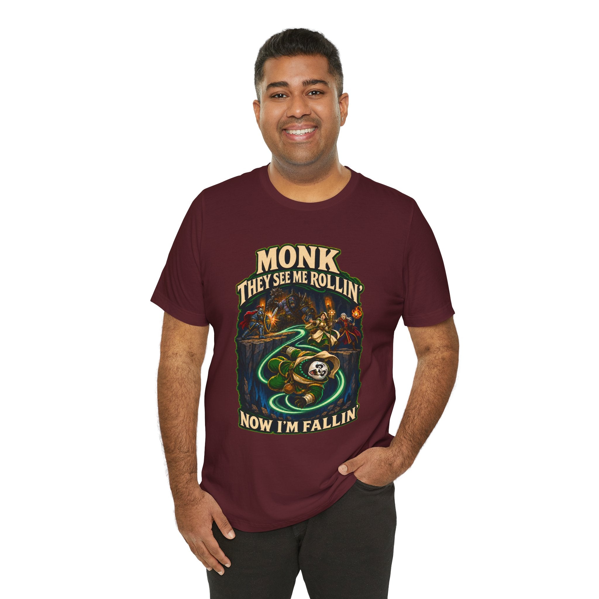 They See Me Rollin’ Monk graphic T-shirt product mockup