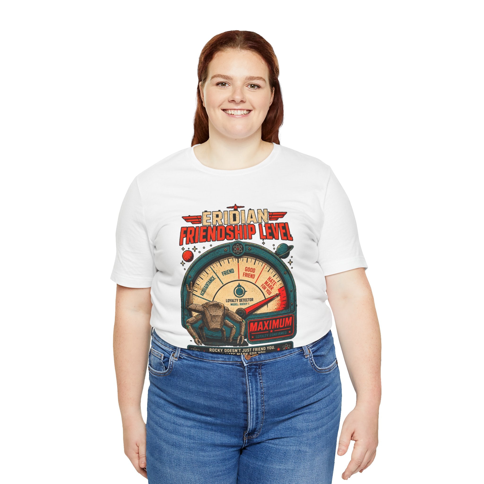 Eridian Friendship Level: Maximum graphic T-shirt product mockup