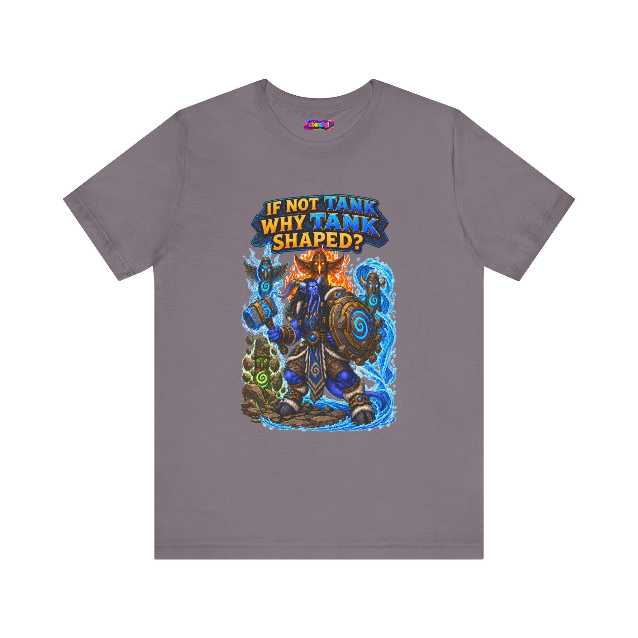 Tank Shaped Shaman graphic T-shirt product mockup
