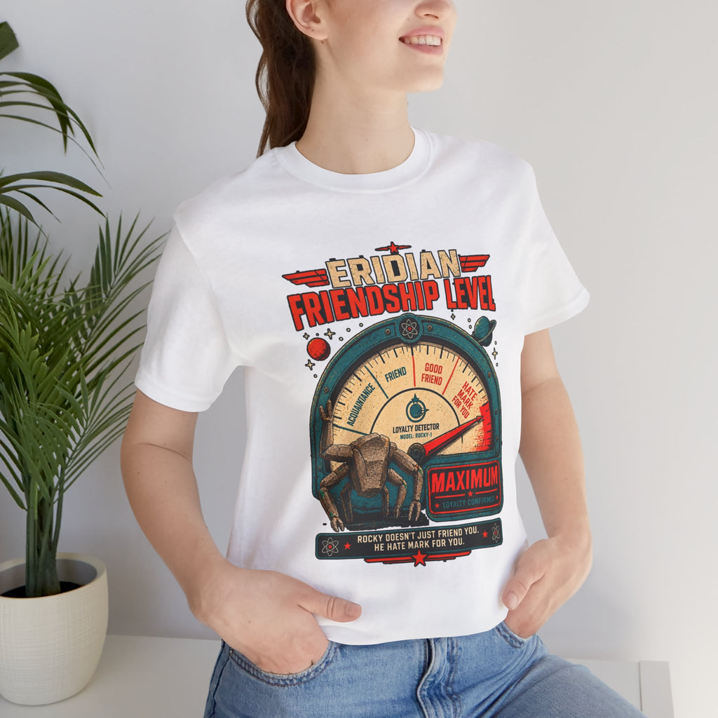 Eridian Friendship Level: Maximum graphic T-shirt product mockup