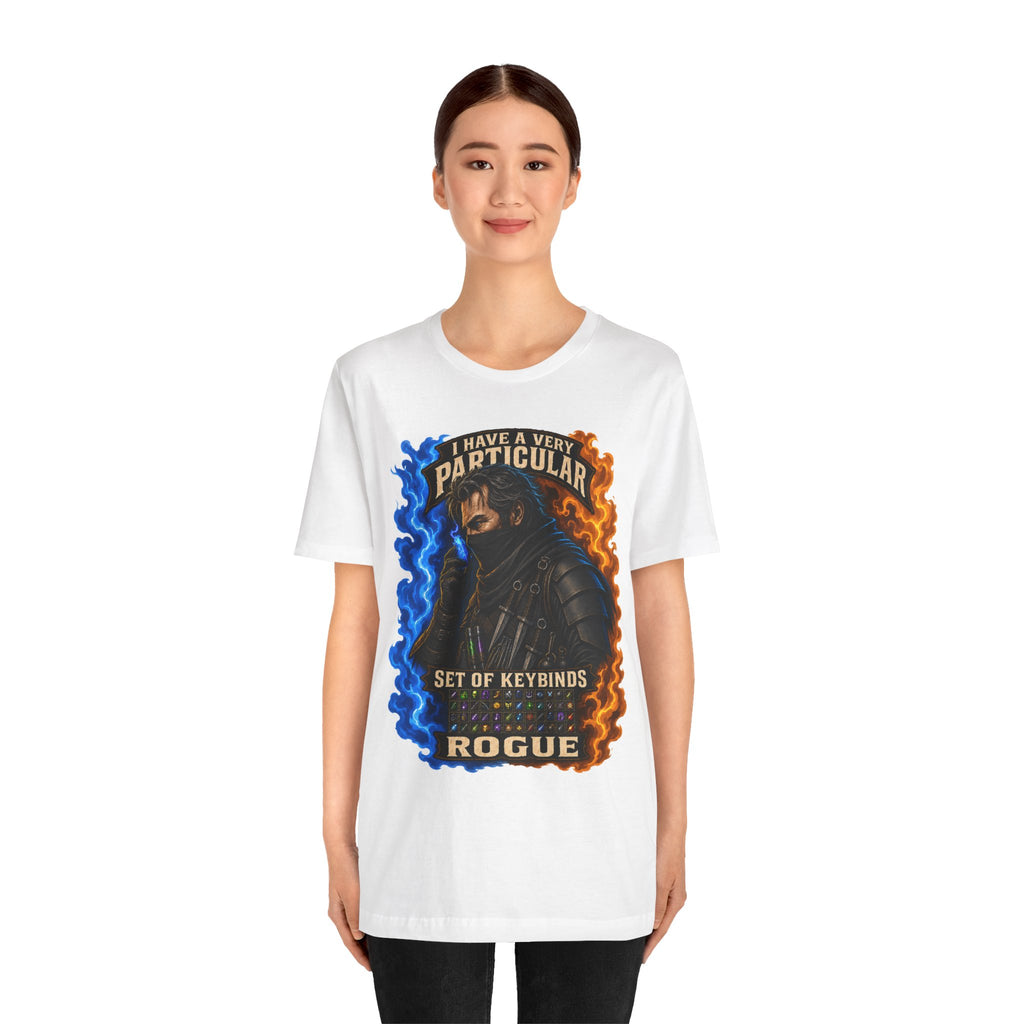 Particular Set of Keybinds Rogue graphic T-shirt product mockup
