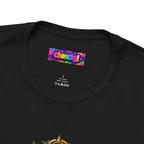 Expansion Theme Generator fantasy MMO graphic T-shirt, close-up of the Choncky neck label.