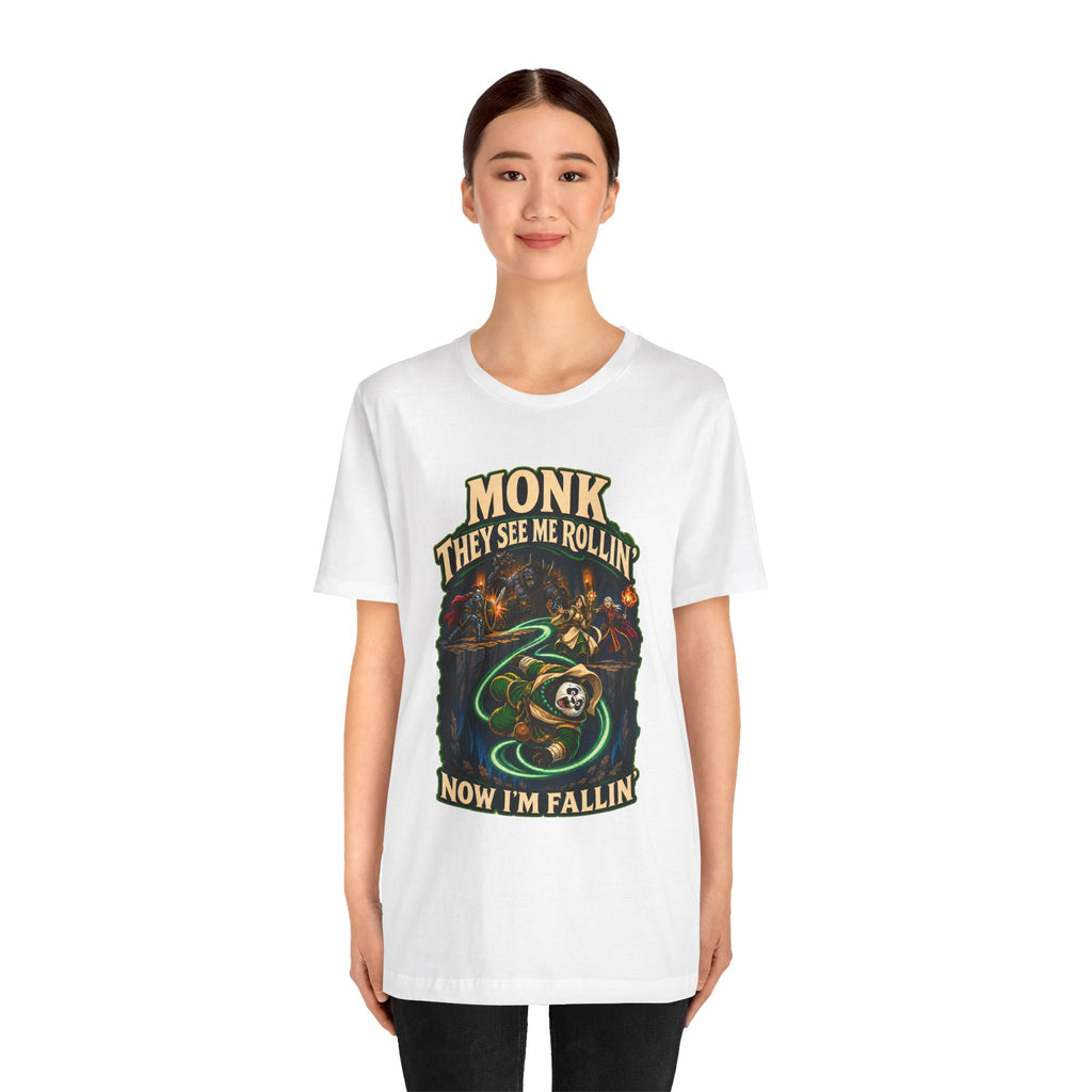 They See Me Rollin’ Monk graphic T-shirt product mockup