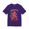 Warlock A-Tier DPS, S-Tier Comfort fantasy gamer T-shirt, purple shirt front view.