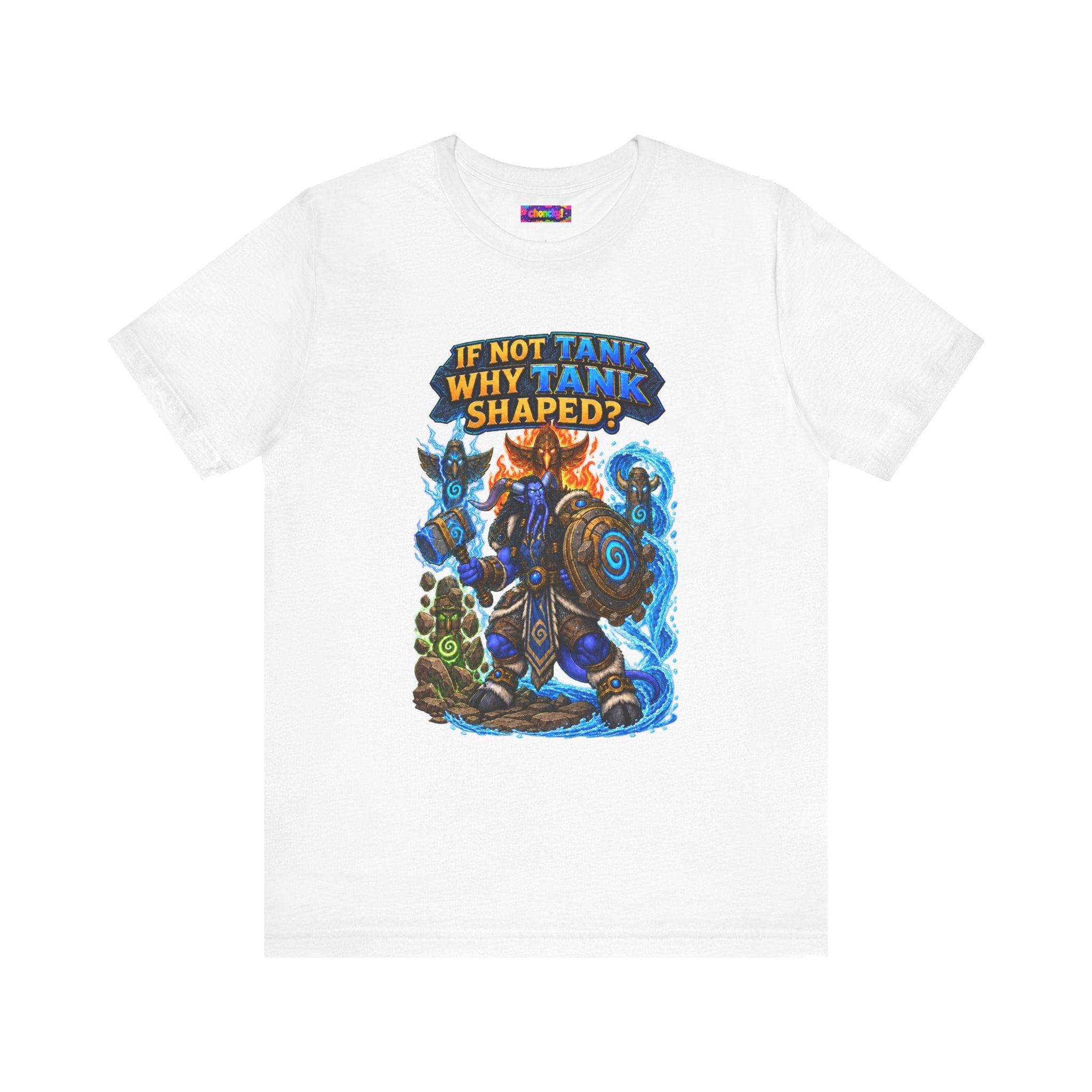 Tank Shaped Shaman graphic T-shirt product mockup