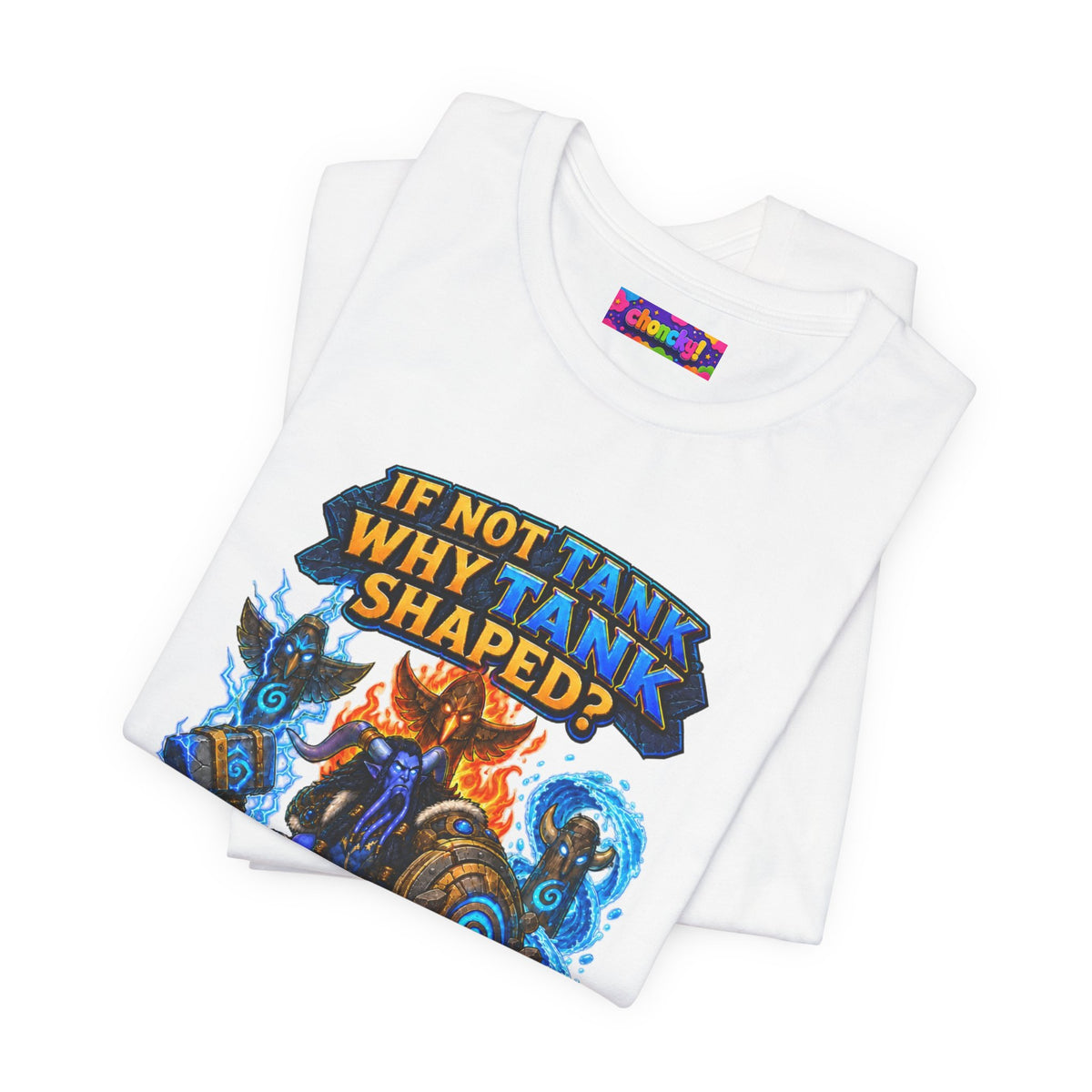 Tank Shaped Shaman graphic T-shirt product mockup