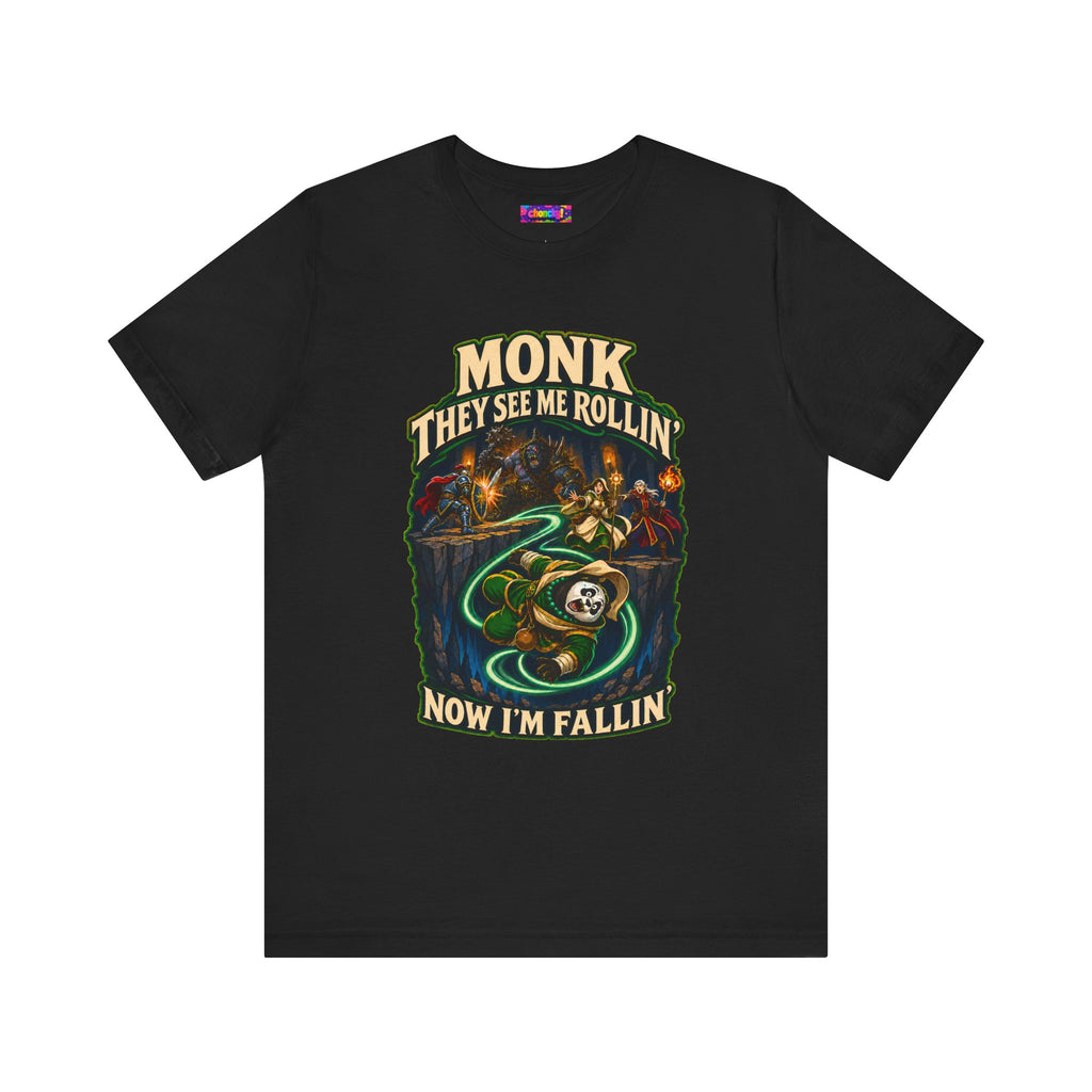They See Me Rollin’ Monk graphic T-shirt product mockup