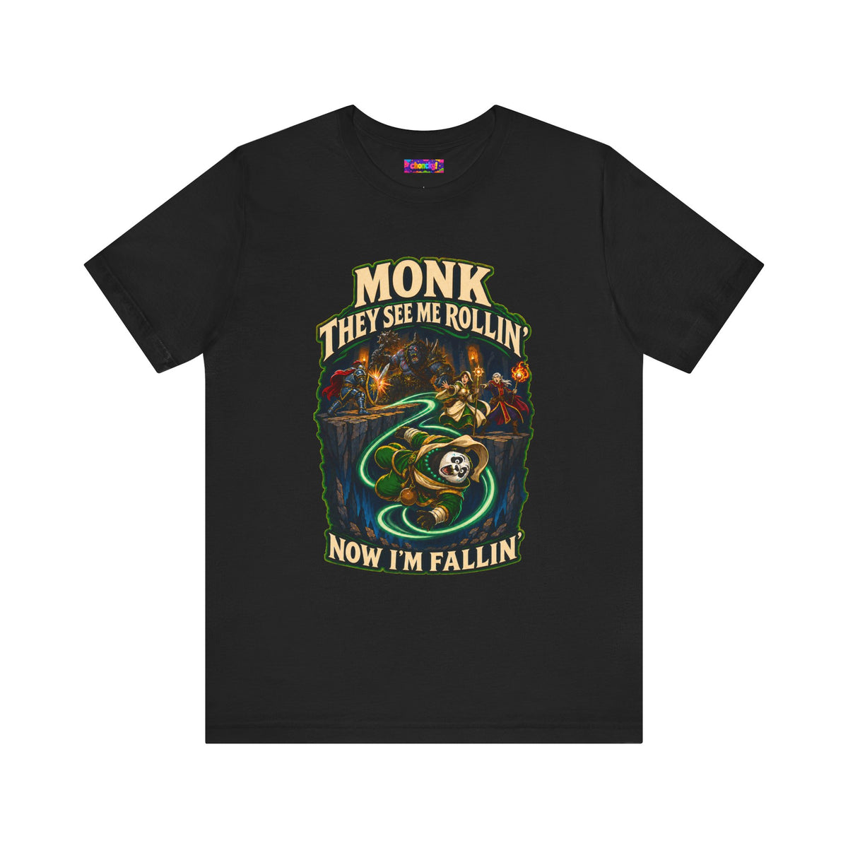 They See Me Rollin’ Monk graphic T-shirt product mockup