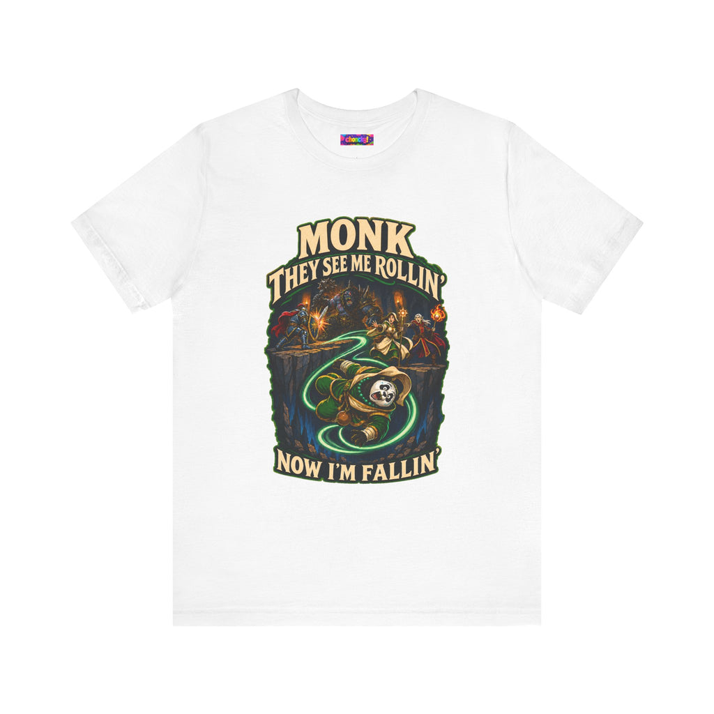 They See Me Rollin’ Monk graphic T-shirt product mockup