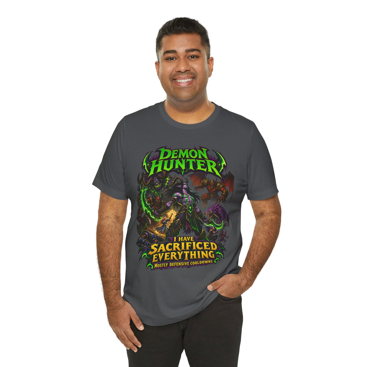 Sacrificed Everything Demon Hunter graphic T-shirt product mockup