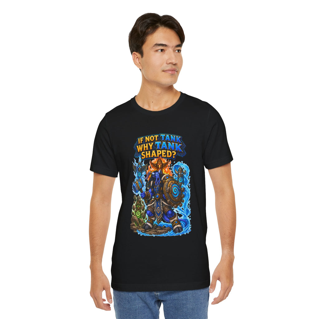 Tank Shaped Shaman graphic T-shirt product mockup