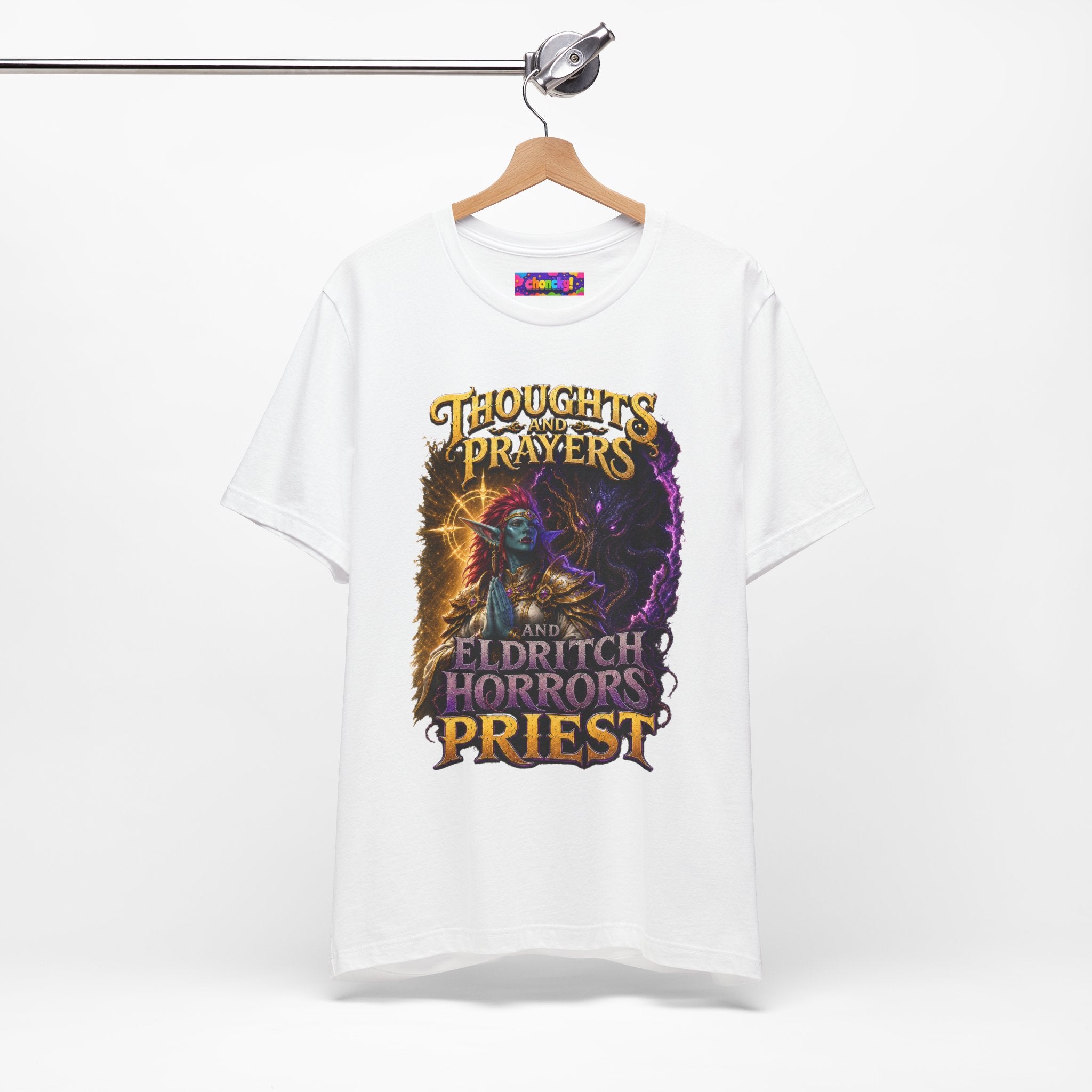 Thoughts, Prayers & Eldritch Horrors graphic T-shirt product mockup