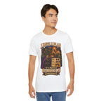 I Have a Plan Barrelmancer fantasy RPG graphic T-shirt, white shirt front view modeled with the shirt untucked.