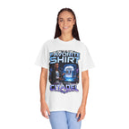 Commander's Favorite Shirt on the Citadel sci-fi graphic T-shirt, white shirt front view modeled with one hand on the hip.