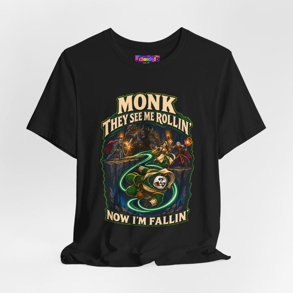 They See Me Rollin’ Monk graphic T-shirt product mockup