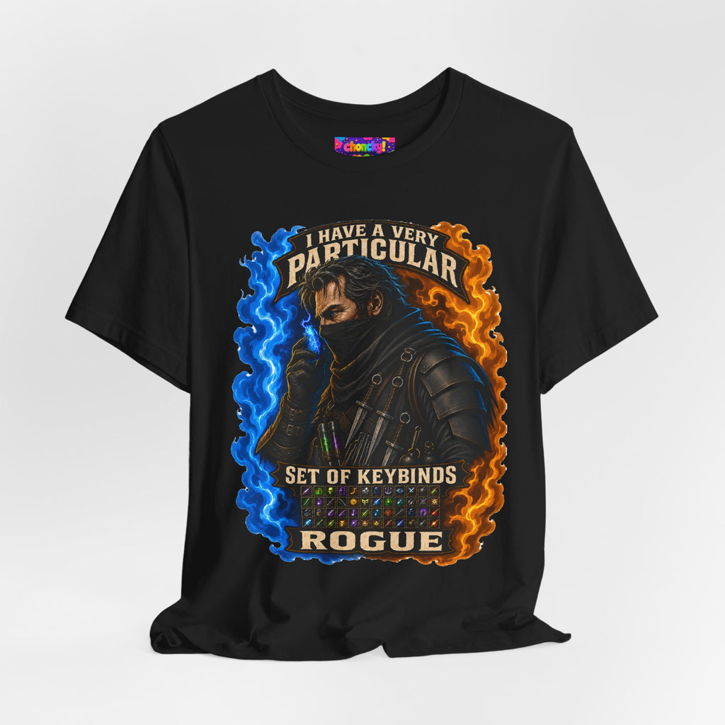 Particular Set of Keybinds Rogue graphic T-shirt product mockup