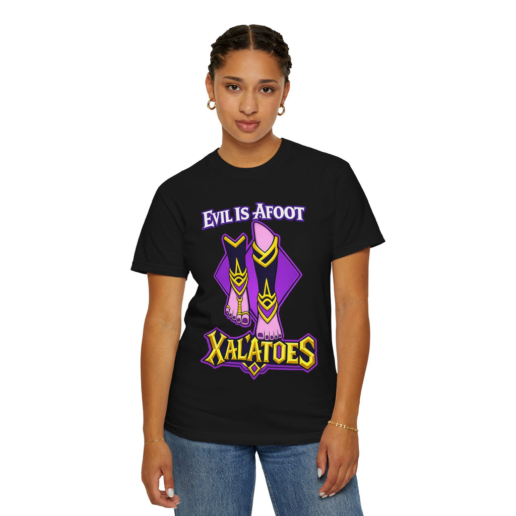 Evil is Afoot Xalatoes T-shirt | Fantasy Feet Character Graphic