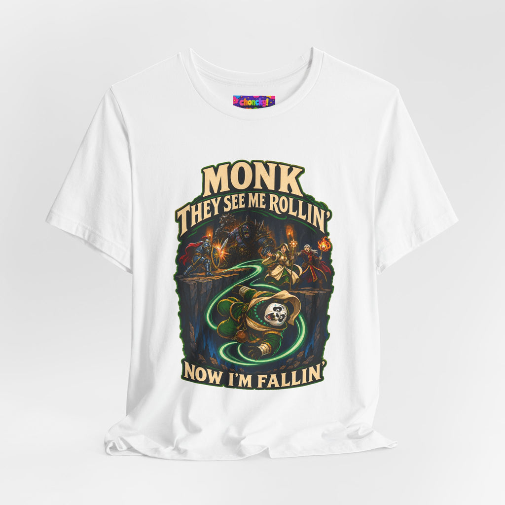 They See Me Rollin’ Monk graphic T-shirt product mockup