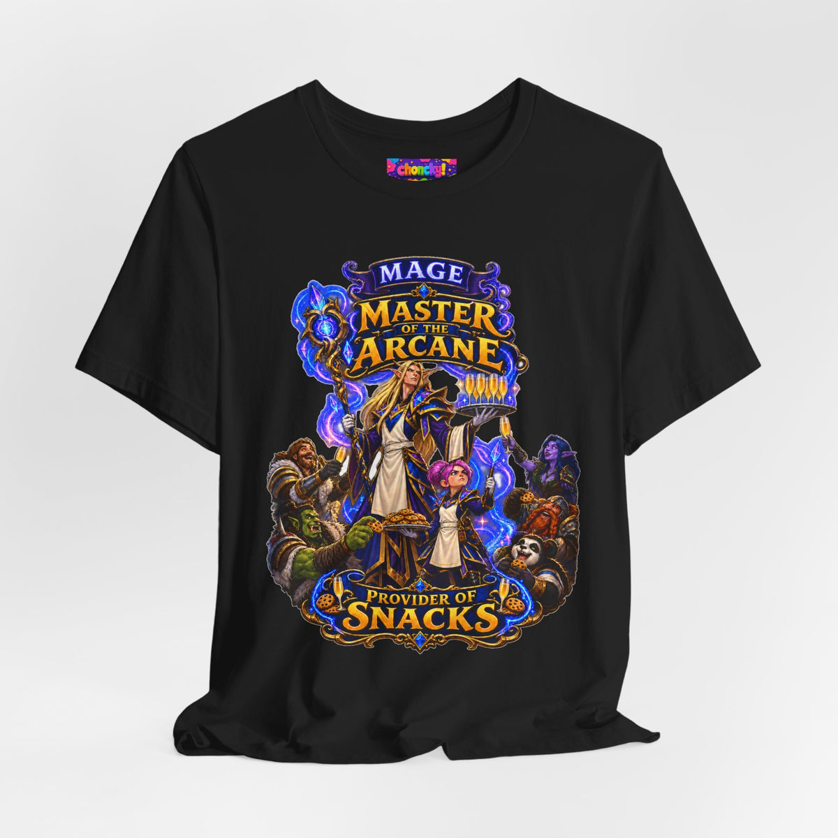 Master of the Arcane: Provider of Snacks graphic T-shirt product mockup