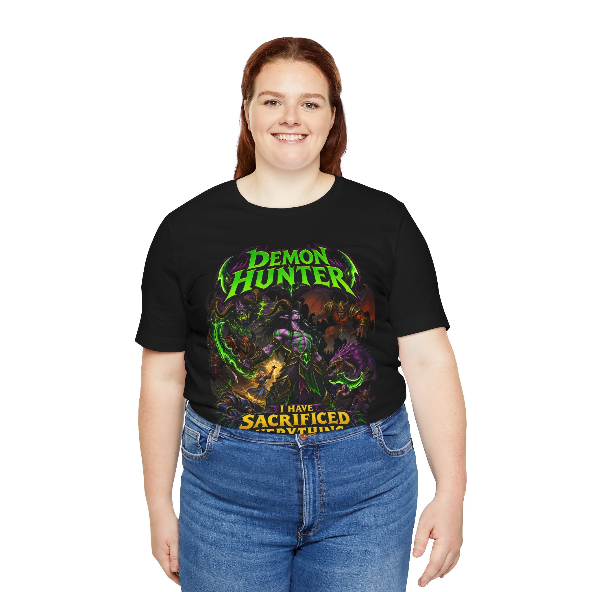 Sacrificed Everything Demon Hunter graphic T-shirt product mockup