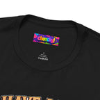 I Have a Plan Barrelmancer fantasy RPG graphic T-shirt, close-up of the Choncky neck label.