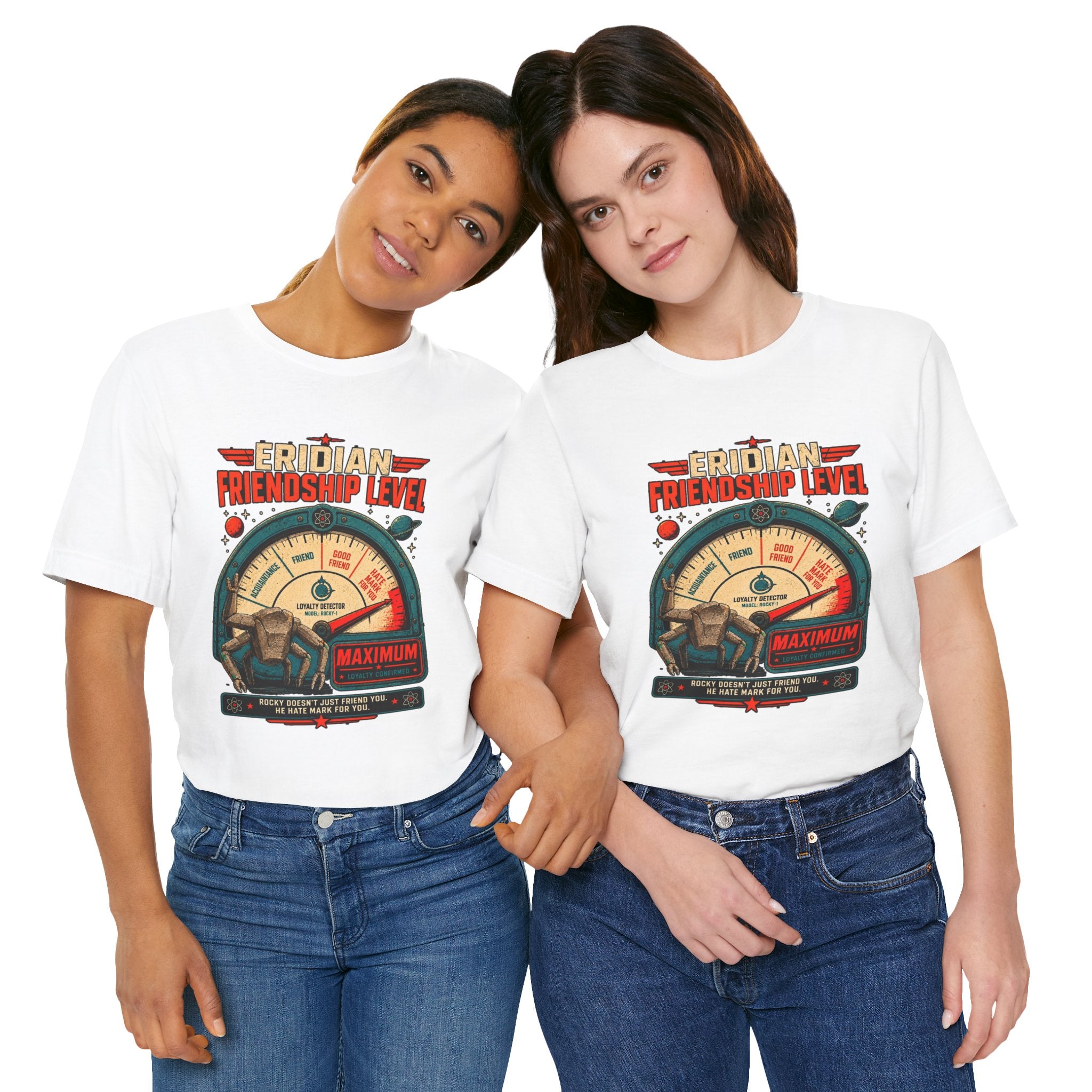 Eridian Friendship Level: Maximum graphic T-shirt product mockup