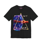Fist My Bump Rocky and Grace sci-fi graphic T-shirt, black shirt front view.