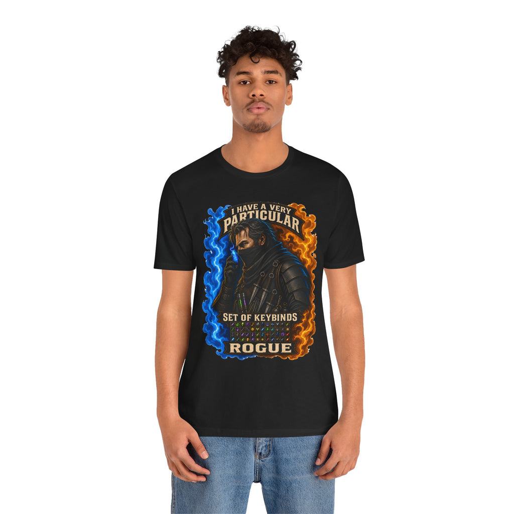 Particular Set of Keybinds Rogue graphic T-shirt product mockup