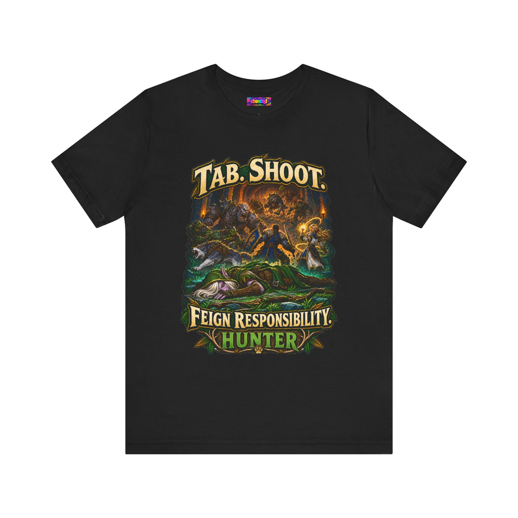 Feign Responsibility Hunter graphic T-shirt product mockup
