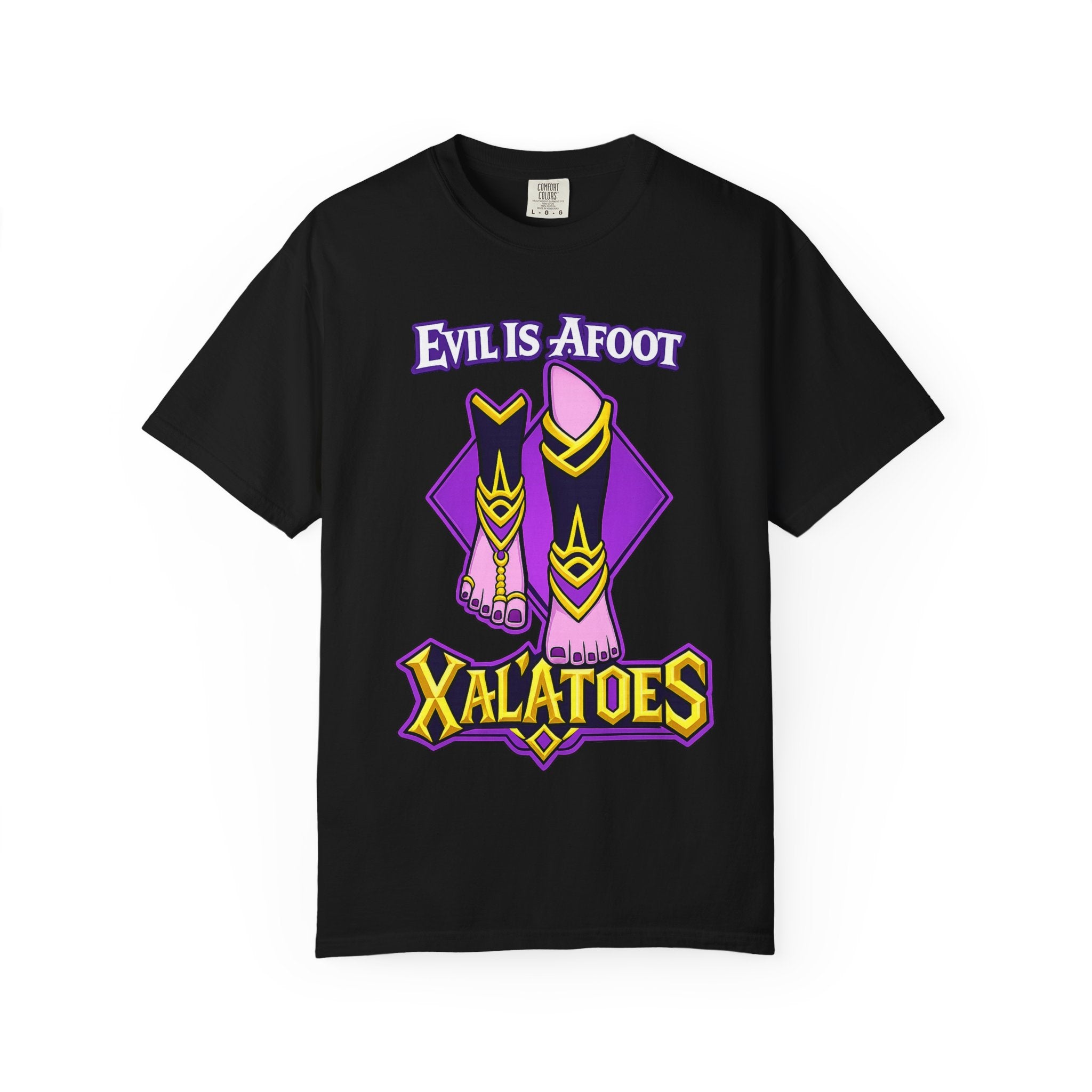 Evil is Afoot Xalatoes T-shirt | Fantasy Feet Character Graphic