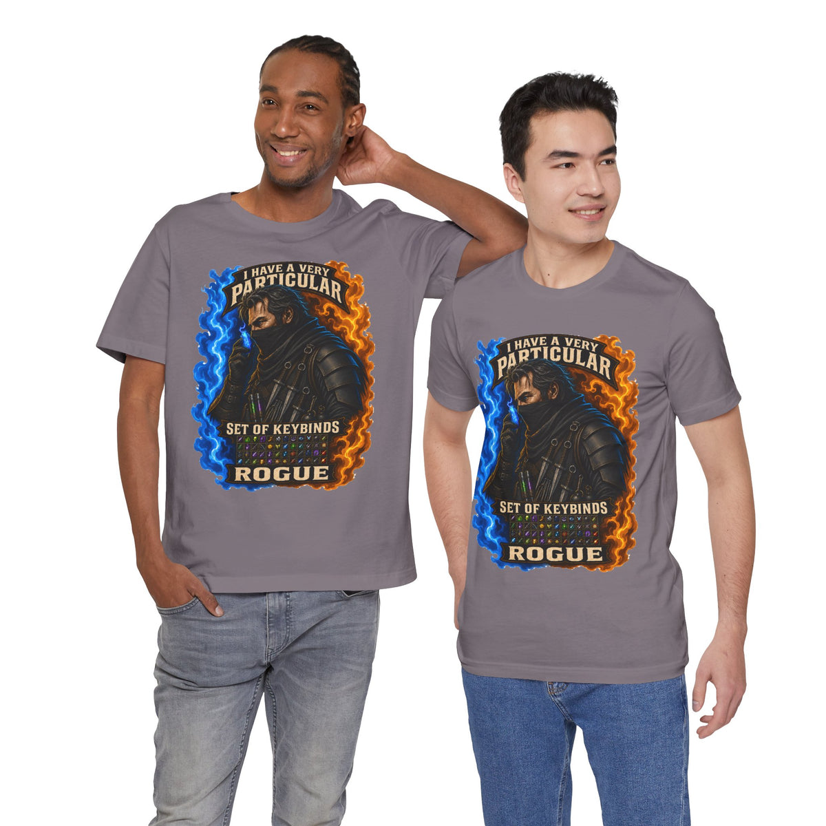 Particular Set of Keybinds Rogue graphic T-shirt product mockup