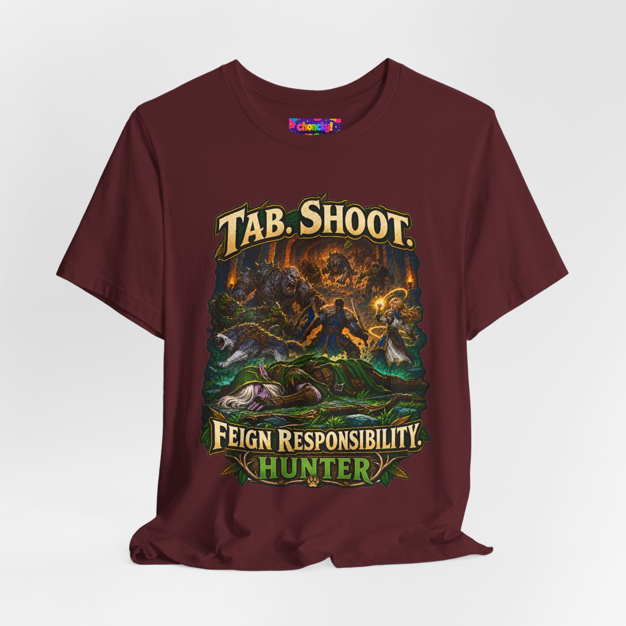 Feign Responsibility Hunter graphic T-shirt product mockup