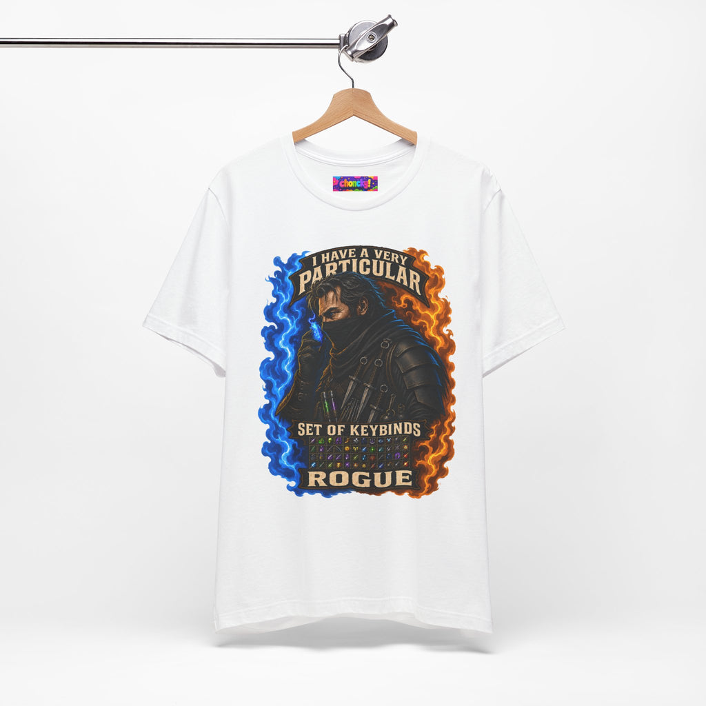 Particular Set of Keybinds Rogue graphic T-shirt product mockup
