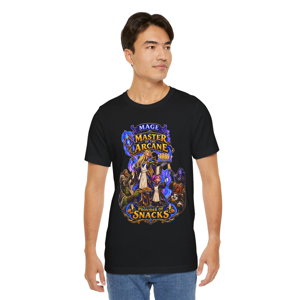 Master of the Arcane: Provider of Snacks graphic T-shirt product mockup
