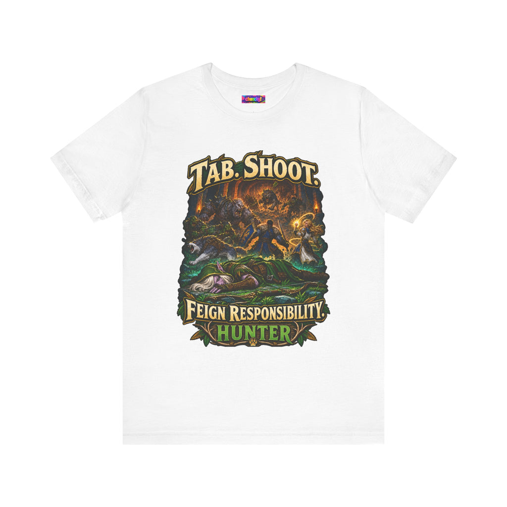 Feign Responsibility Hunter graphic T-shirt product mockup