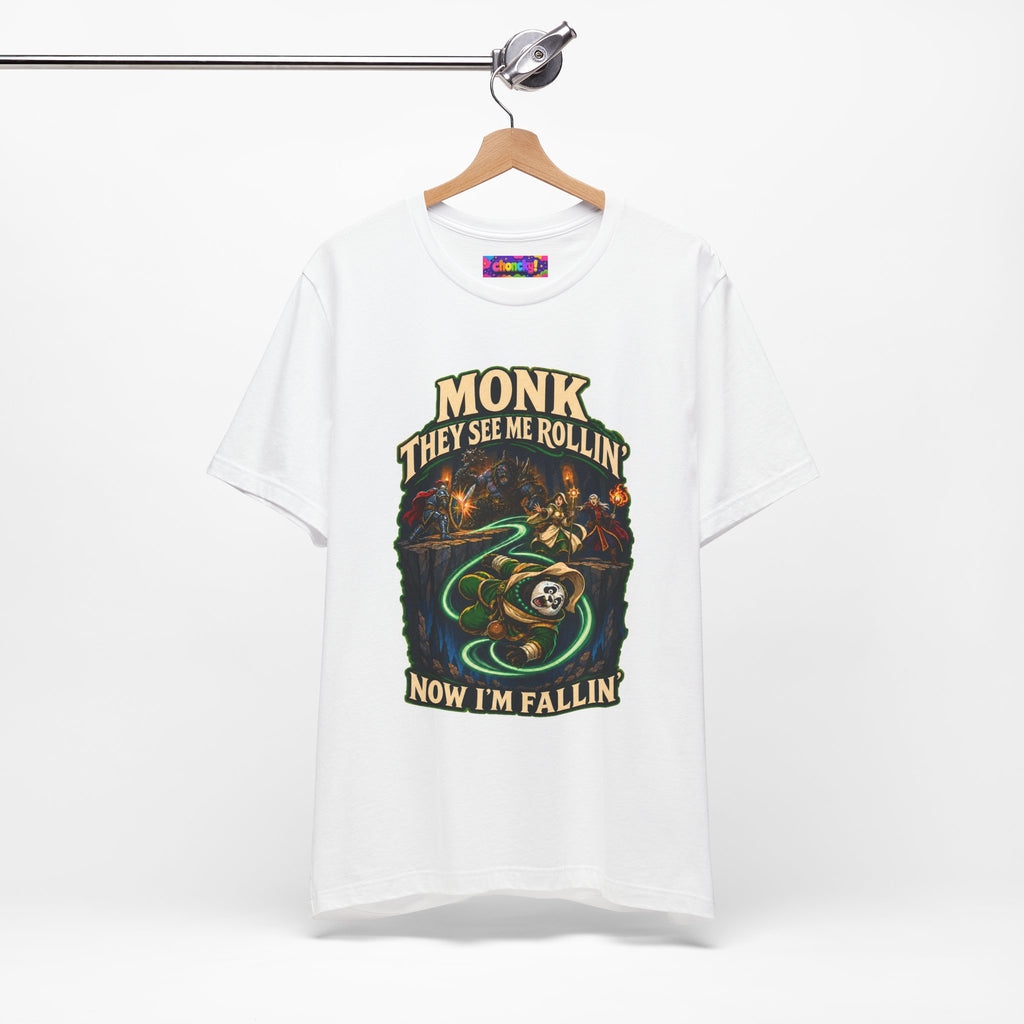 They See Me Rollin’ Monk graphic T-shirt product mockup